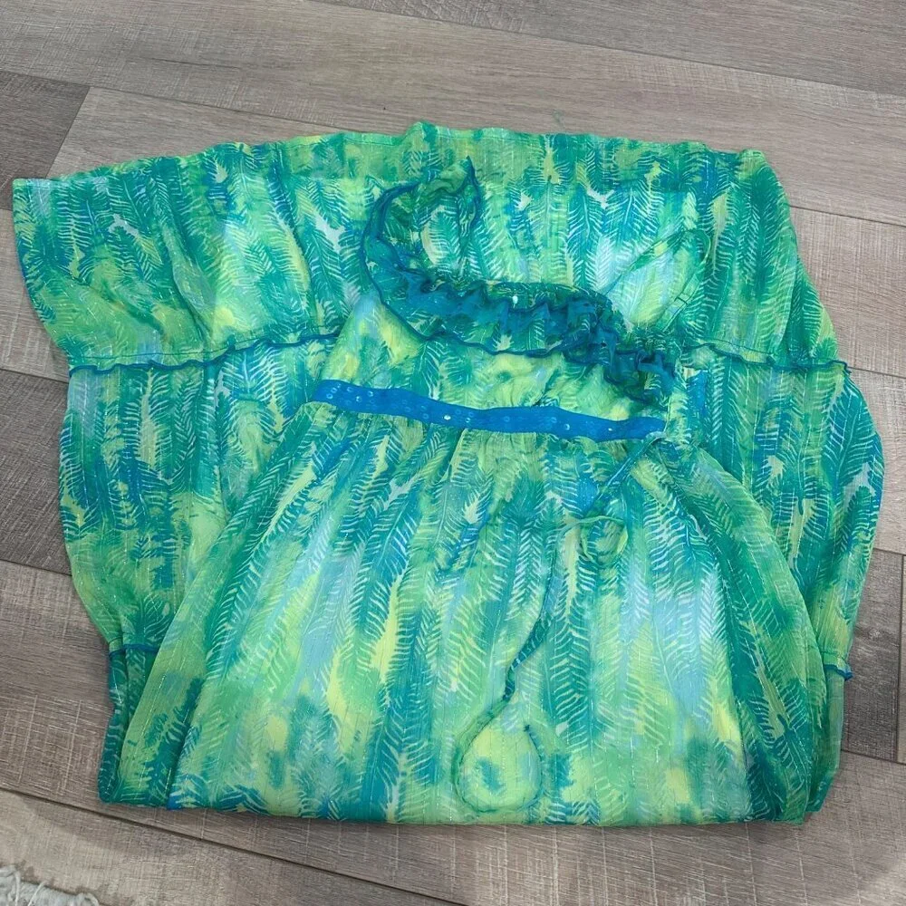 JUSTICE GIRLS SIZE 14 GREEN MAXI LONG DRESS